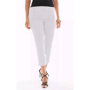 NWT Chicos So Slimming Brigitte Polka Dot Print Crop Pants White Black Size 8